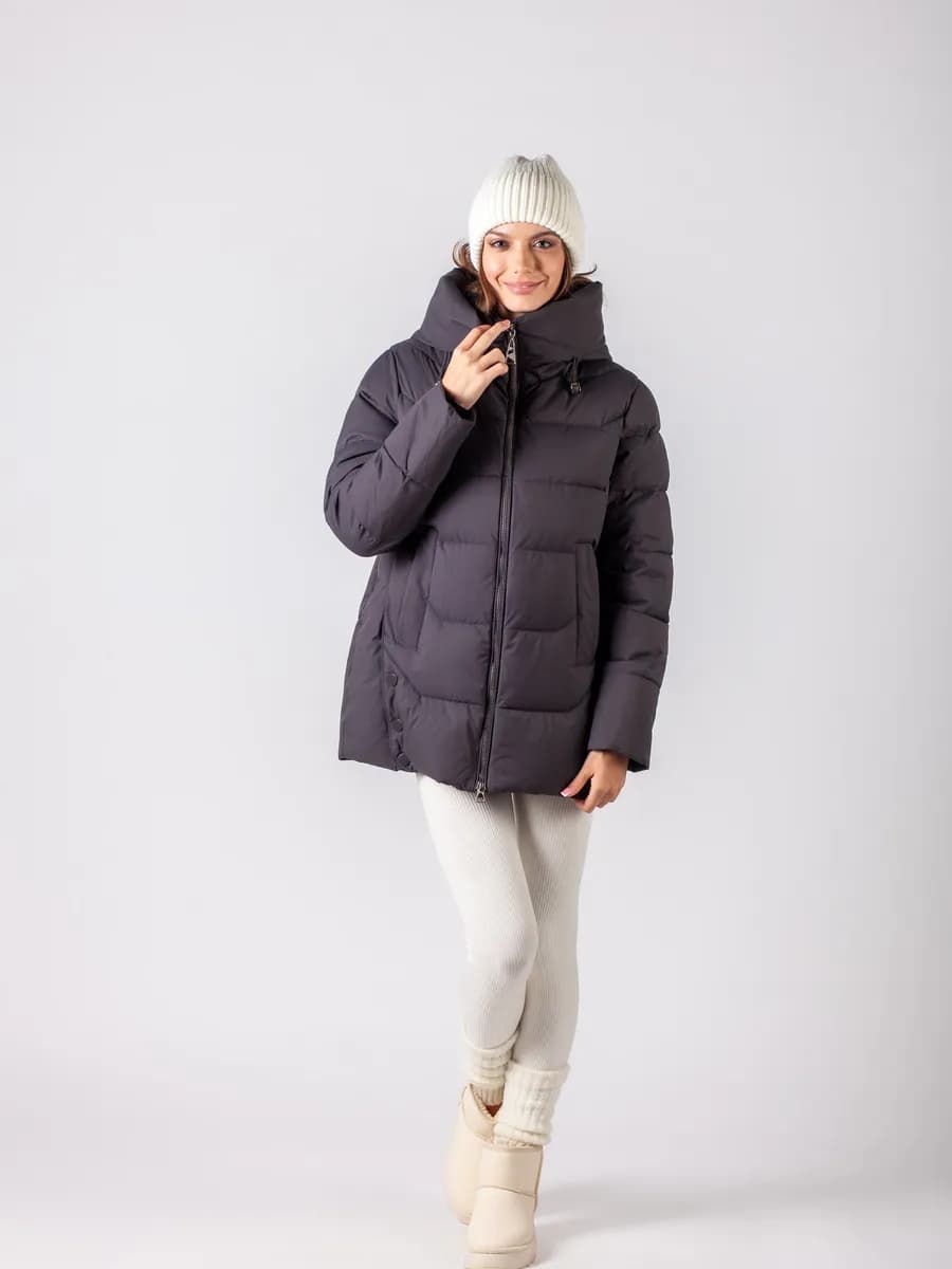 Пуховик зимний длинный оверсайз с капюшоном больших размеров