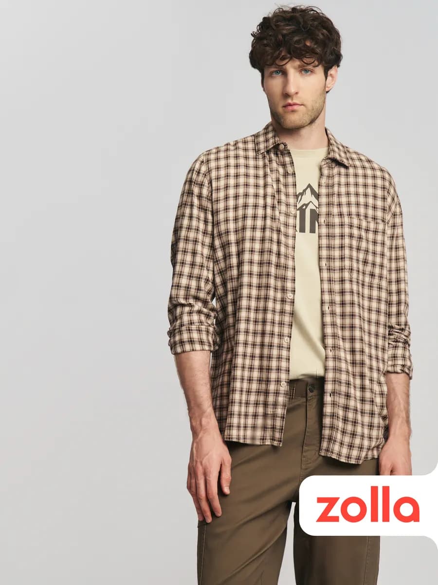 Мужская рубашка в клетку хлопок вискоза