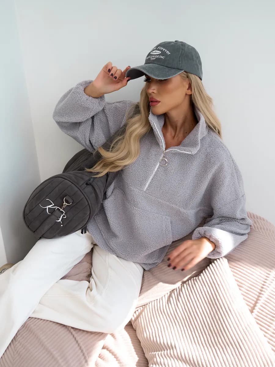 Кофта плюшевая свитшот теплый тедди на молнии