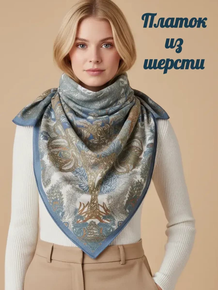 Платок тонкий на голову и шею