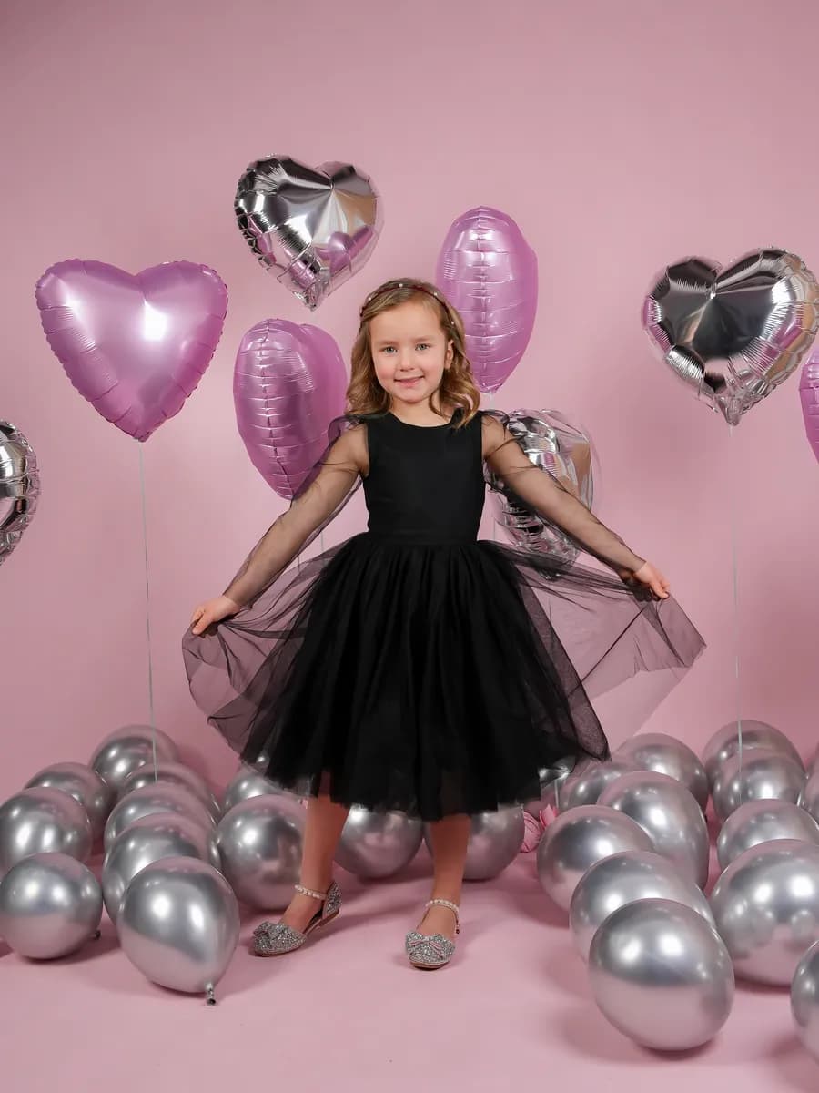 Платье нарядное детское праздничное черное фатин, подарок