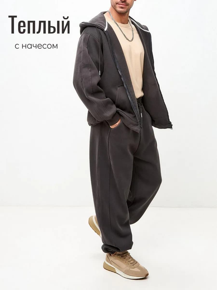 Спортивный костюм теплый с капюшоном с начесом