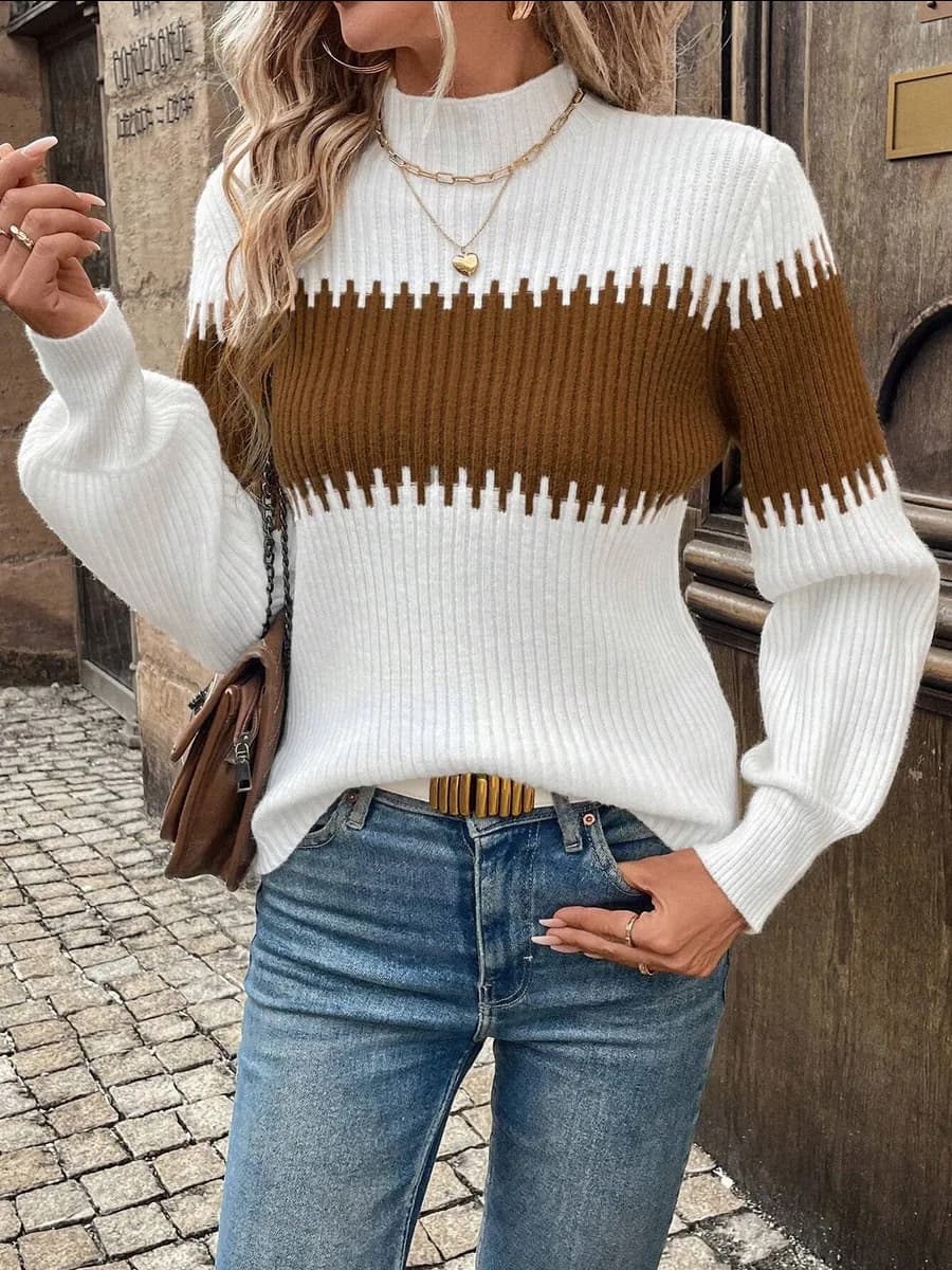 Свитер теплый в рубчик