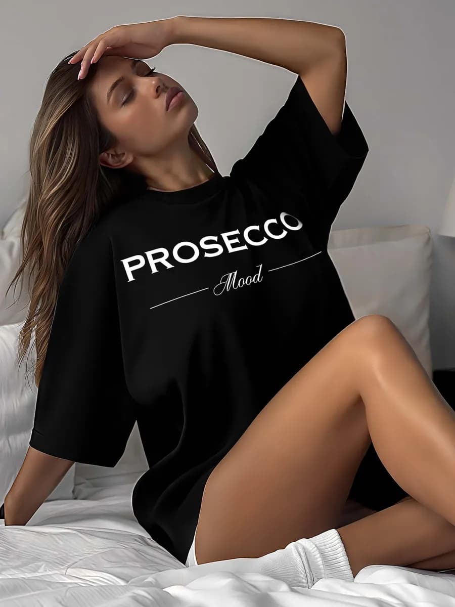 Футболка хлопок светящийся принт просекко повседневная