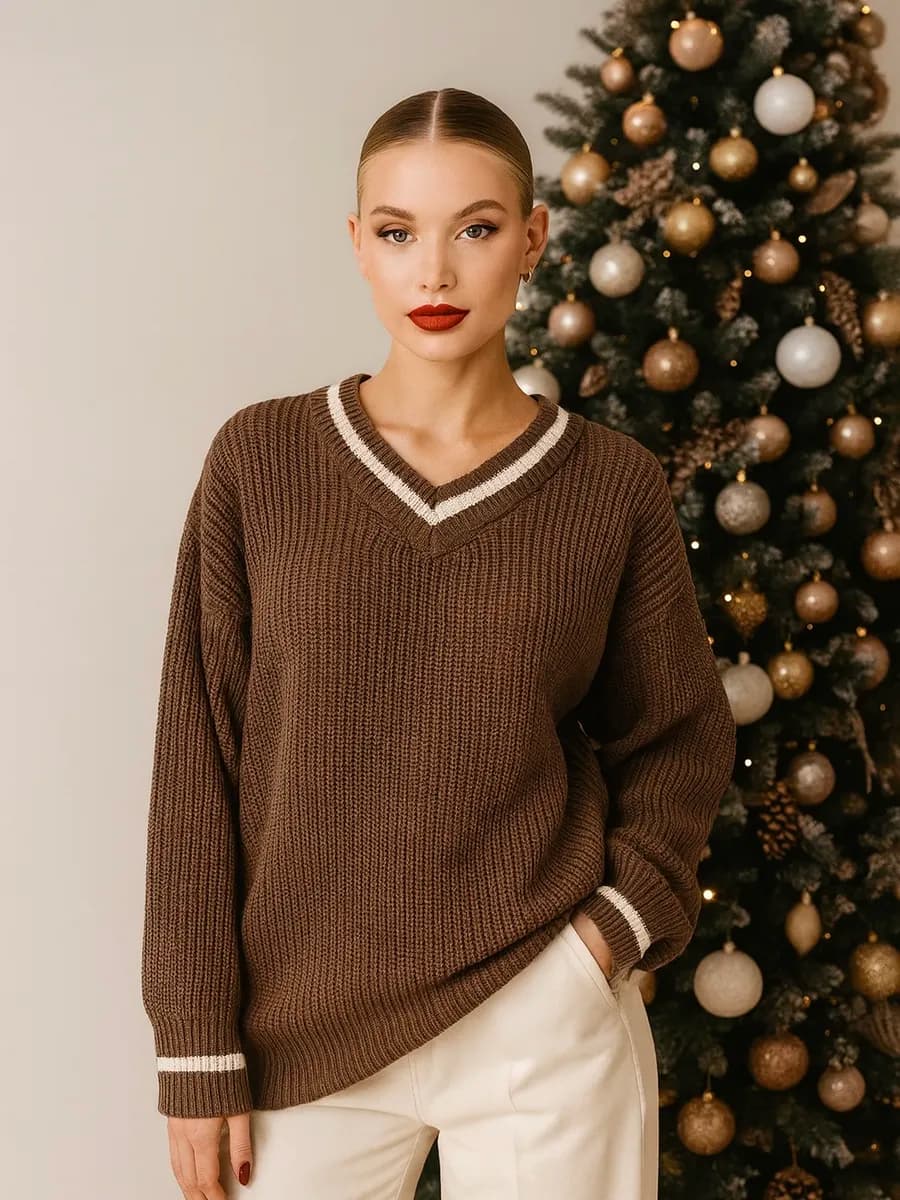 Пуловер осенний оверсайз удлиненный