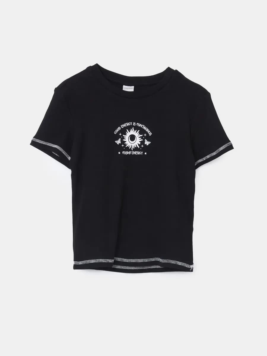 Девочки черный Футболка
