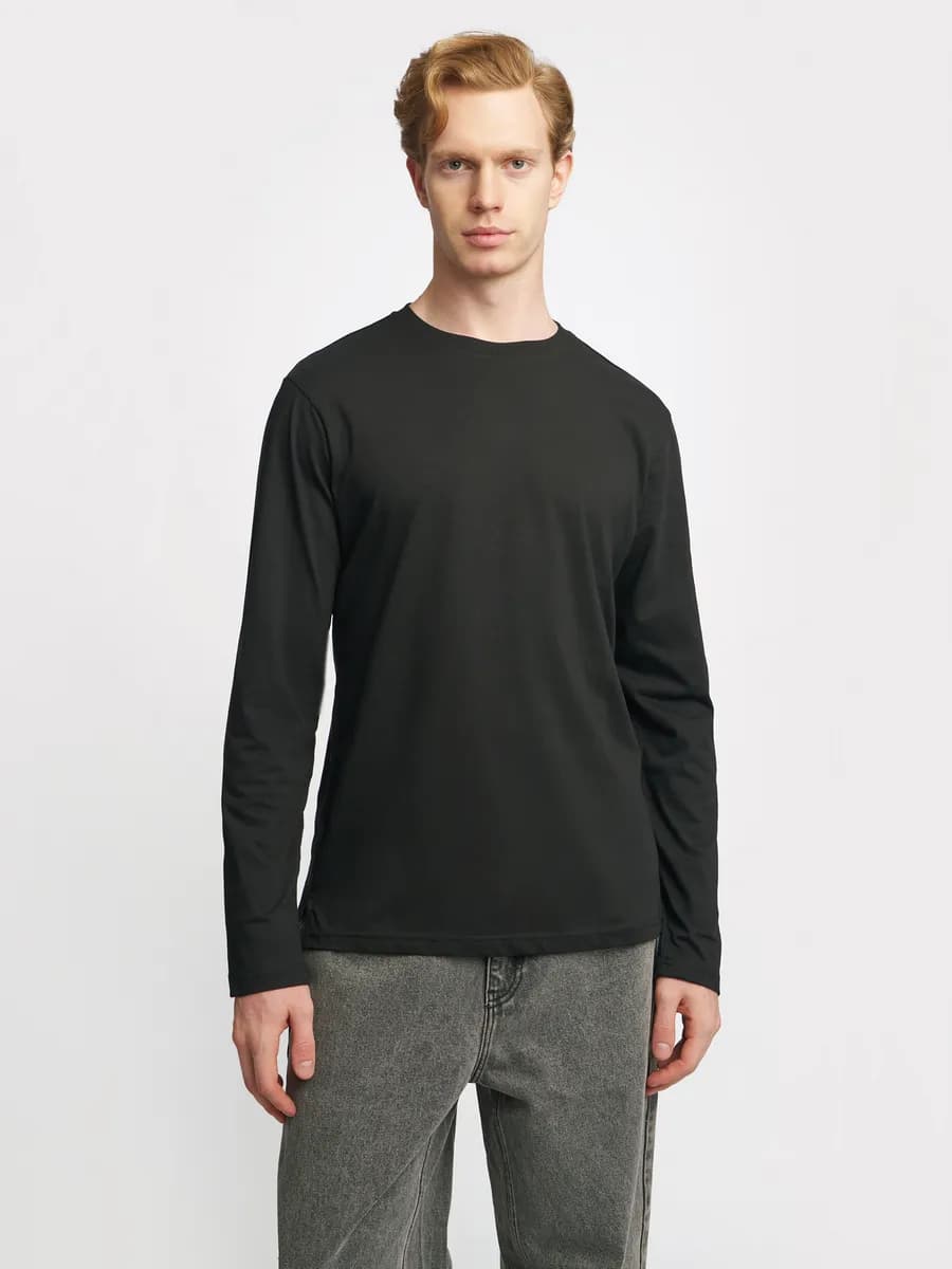 Мужской однотонный лонгслив из хлопка