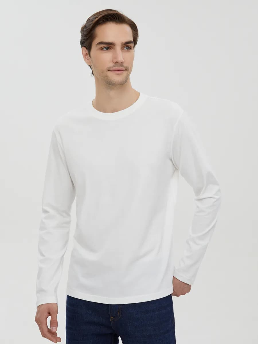 Мужской однотонный лонгслив из хлопка