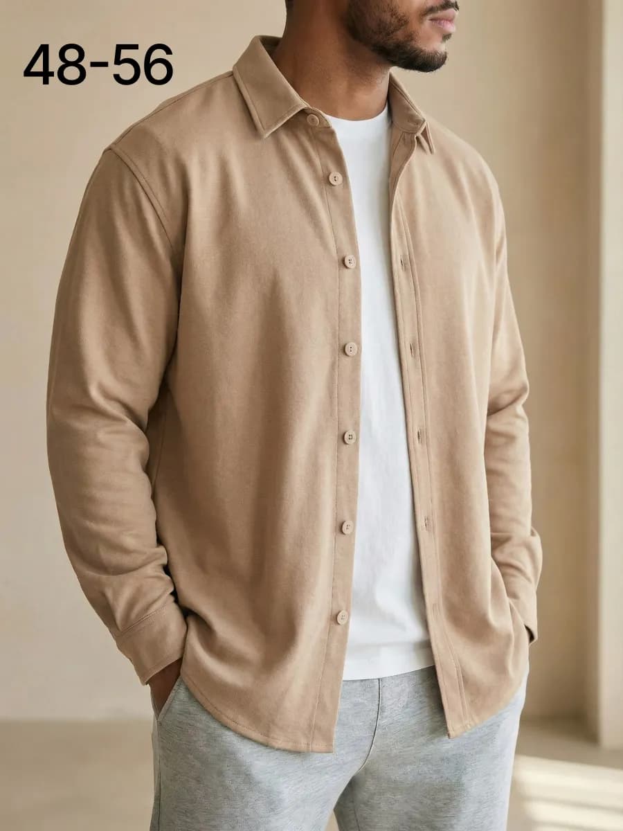 Рубашка оверсайз с длинным рукавом плотная