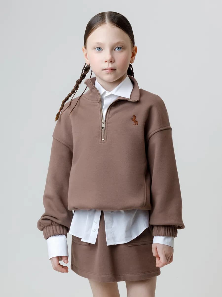 Свитшот с вышивкой для девочки, хлопок