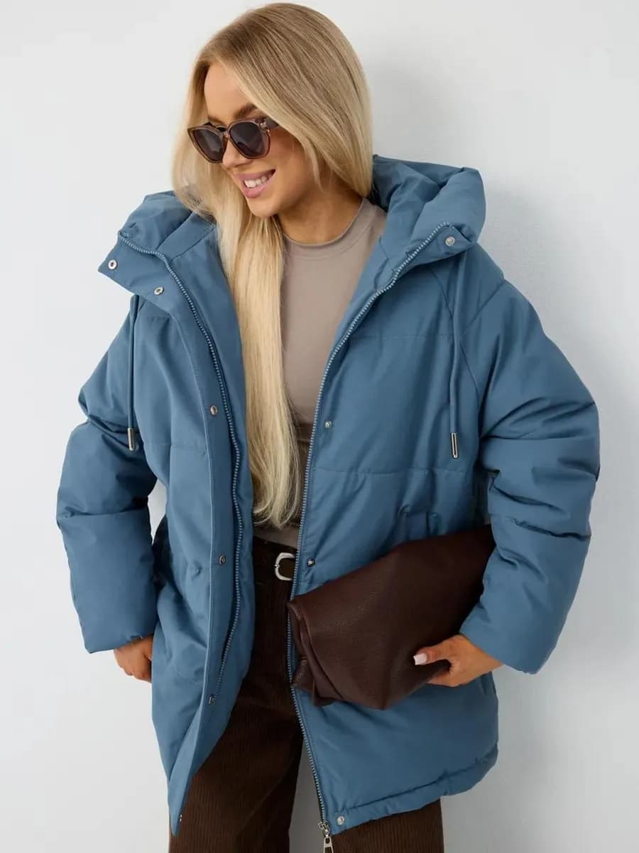 Куртка зимняя с капюшоном удлиненная до -30