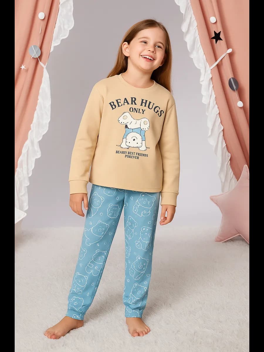 Пижама детская со штанами теплая хлопок