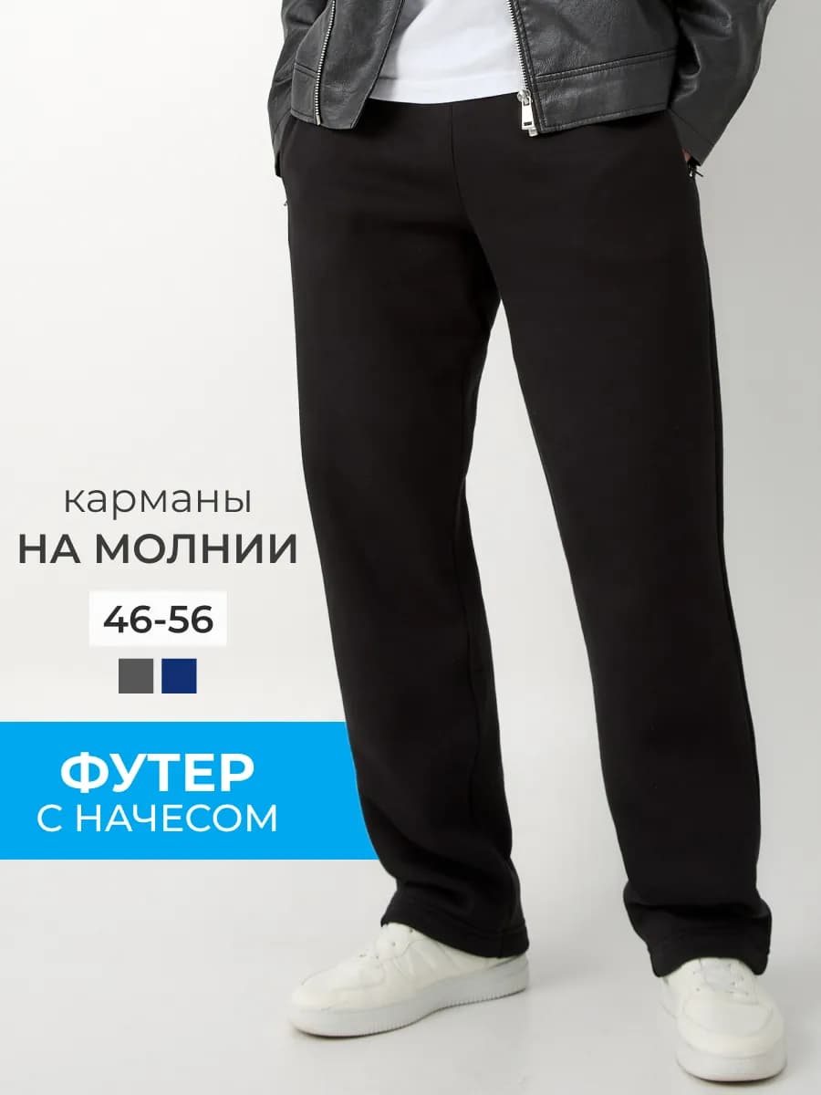 Брюки утепленные с начесом широкие прямые