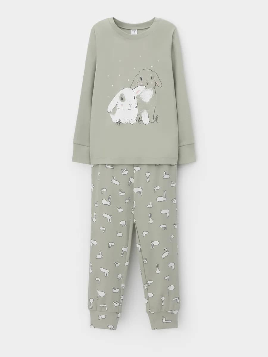 Пижама с брюками и джемпером для девочки, хлопок