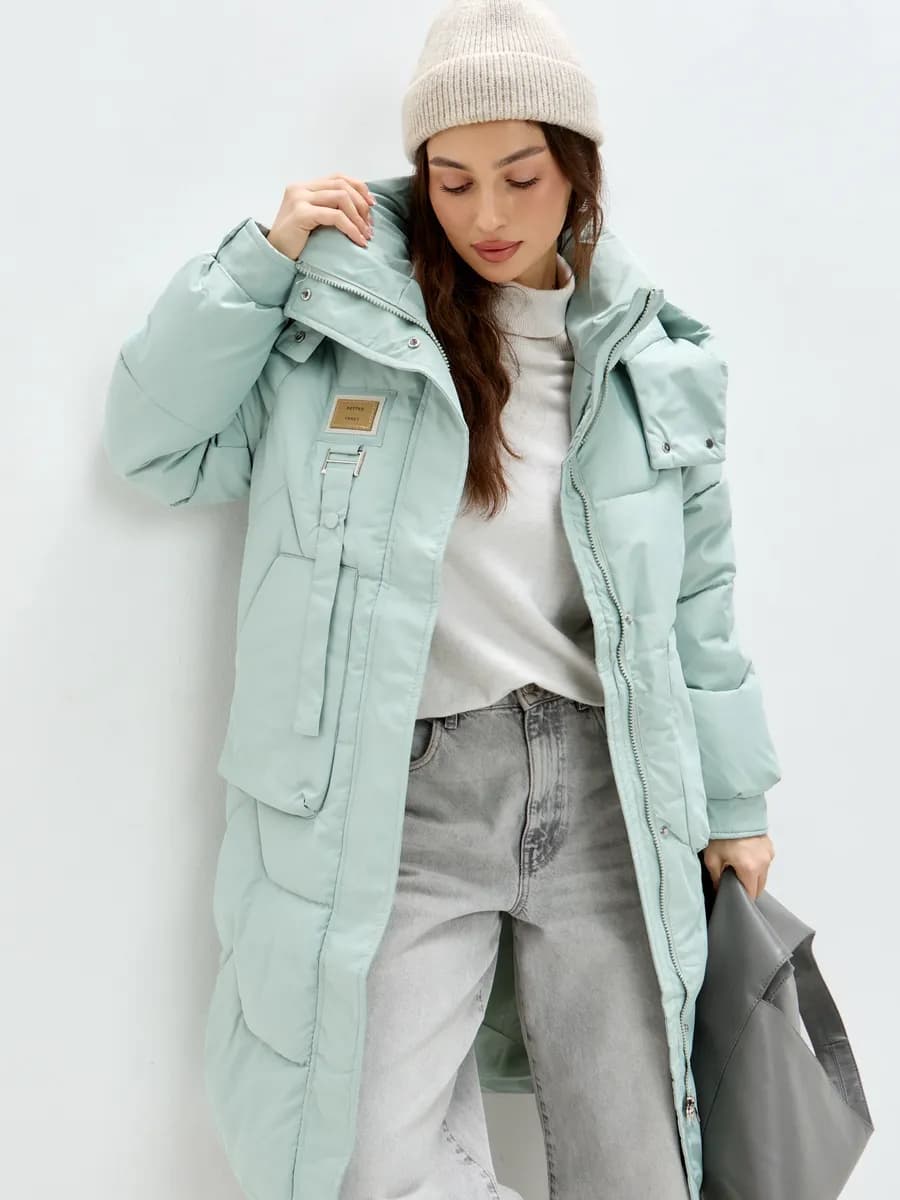 Пуховик длинный зимний с капюшоном