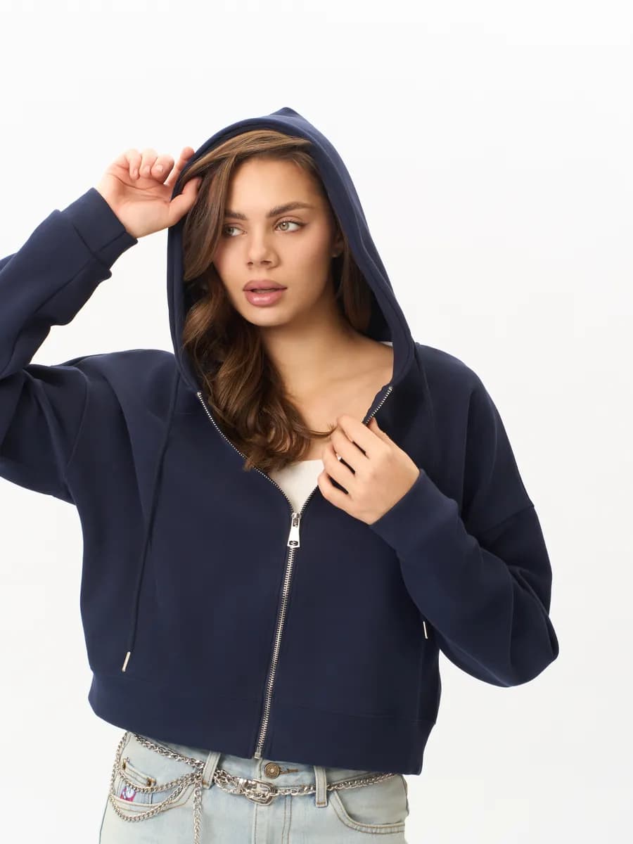 Зип Худи укороченная кофта на молнии без начеса y2k