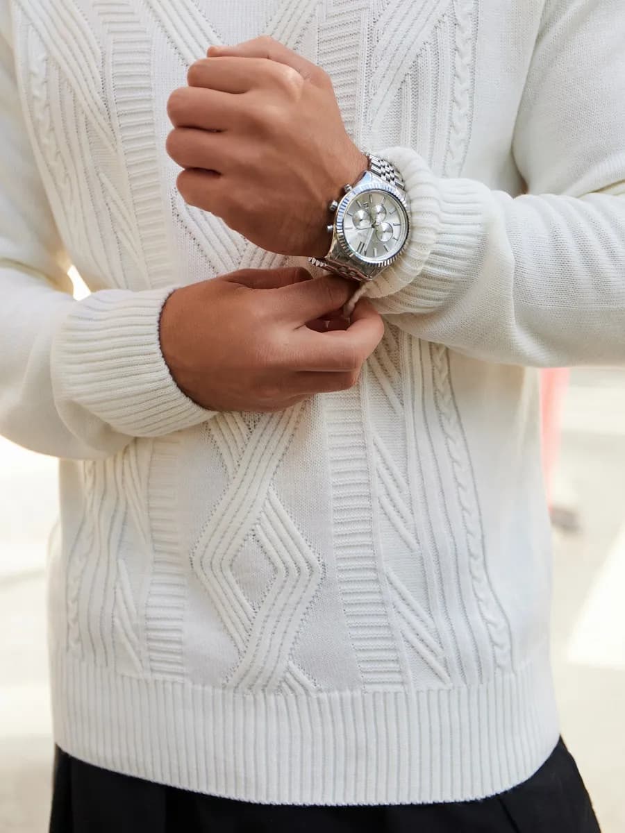 Вязаный джемпер теплый без горла классический тонкий