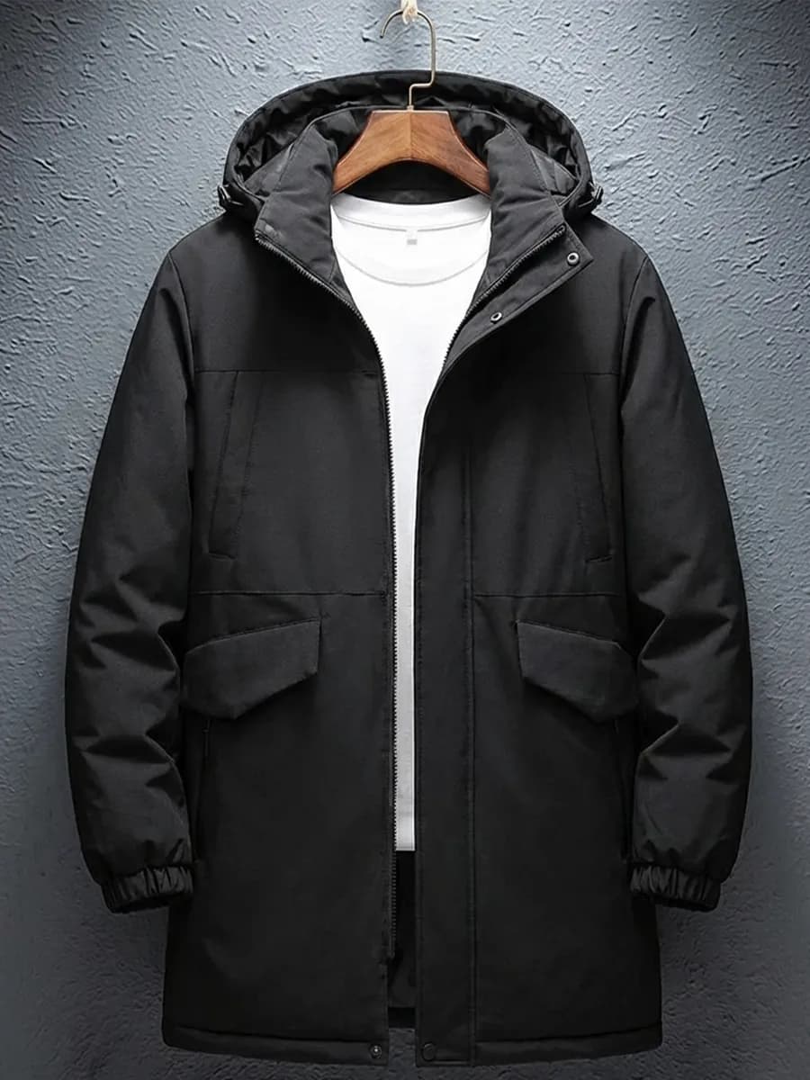 Куртка зимняя удлиненная с капюшоном пуховик