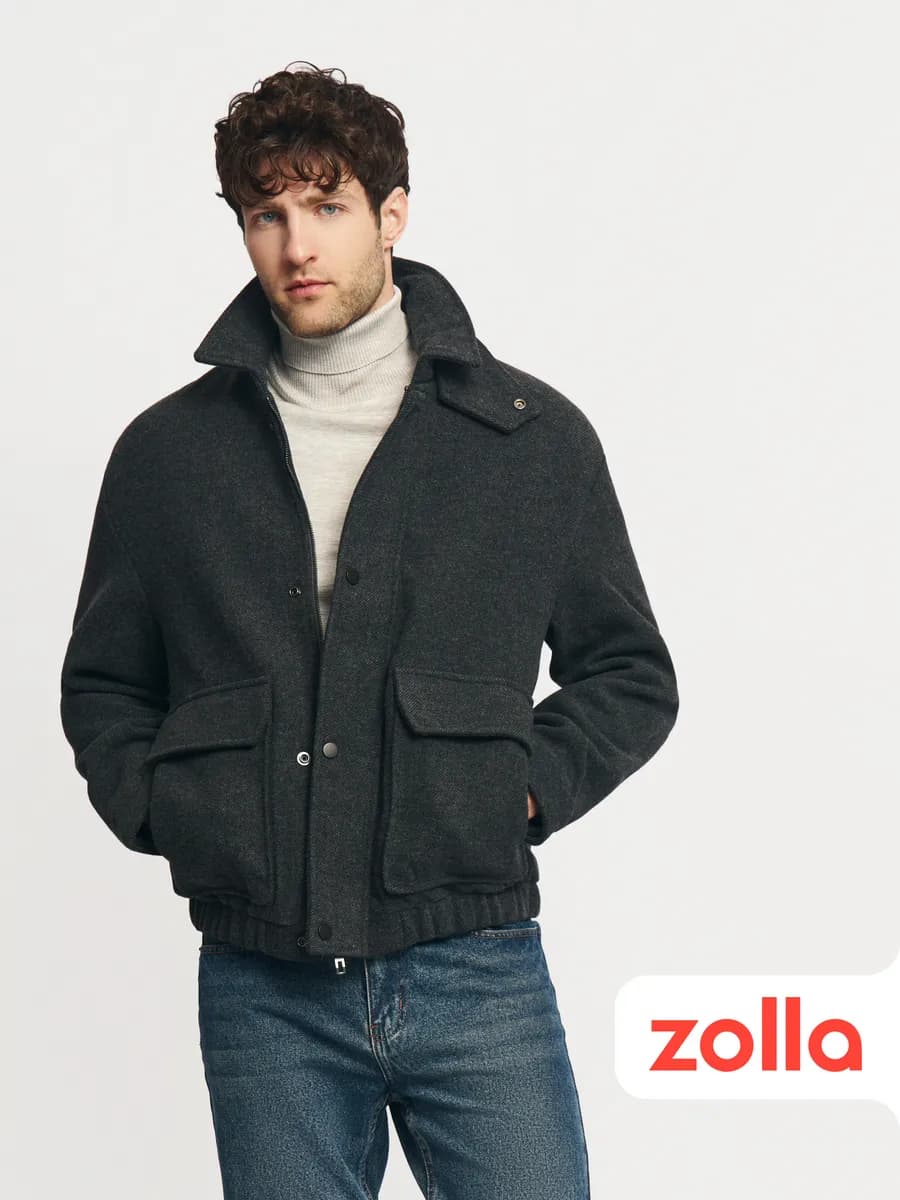 Мужская тёплая куртка-бомбер с шерстью