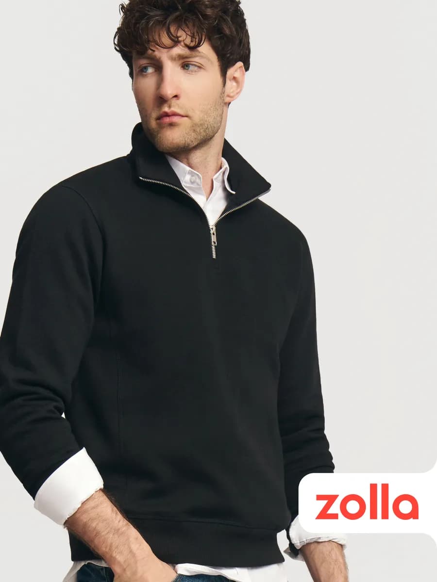 Мужской свитшот прямой на молнии начёс