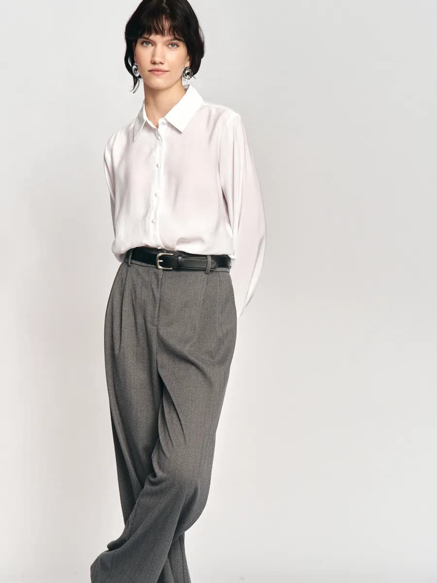 Женская прямая рубашка с длинным рукавом