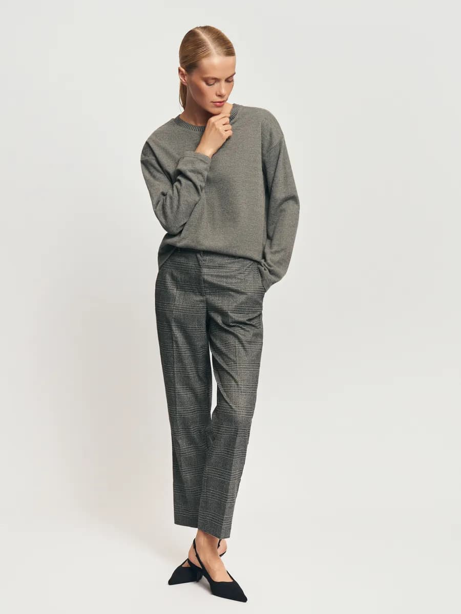 Женские брюки силуэта Slim в клетку