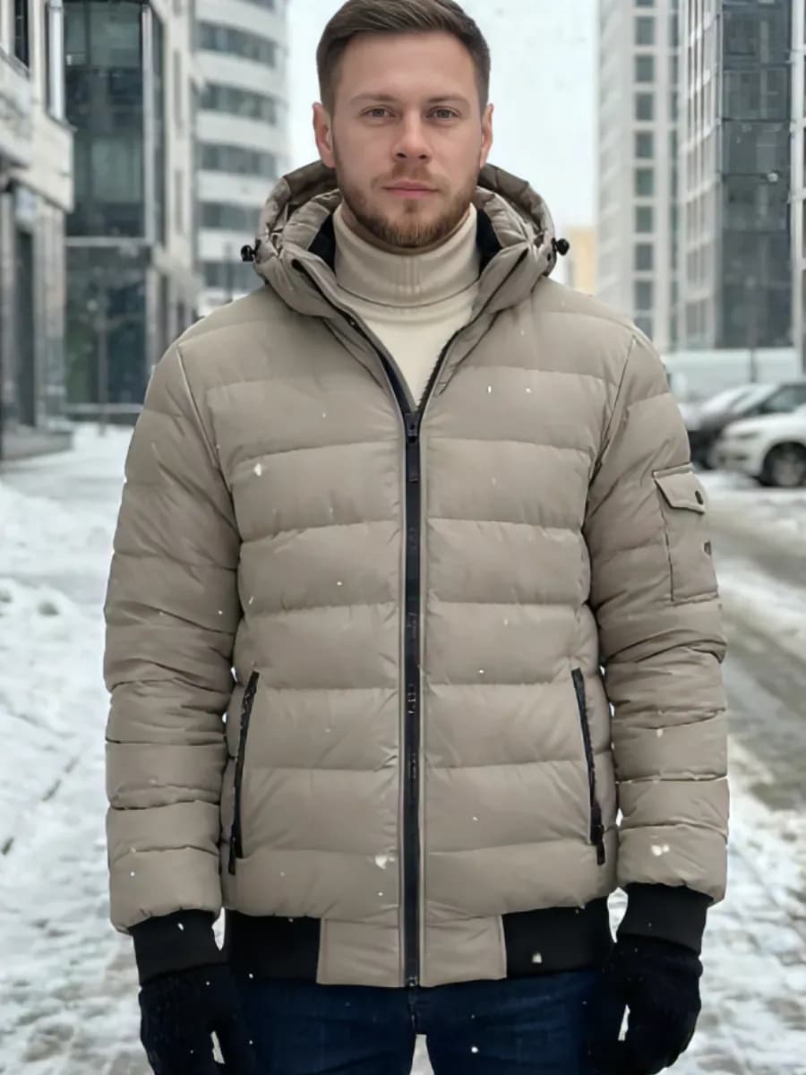 Куртка пуховик зимняя короткая с капюшоном