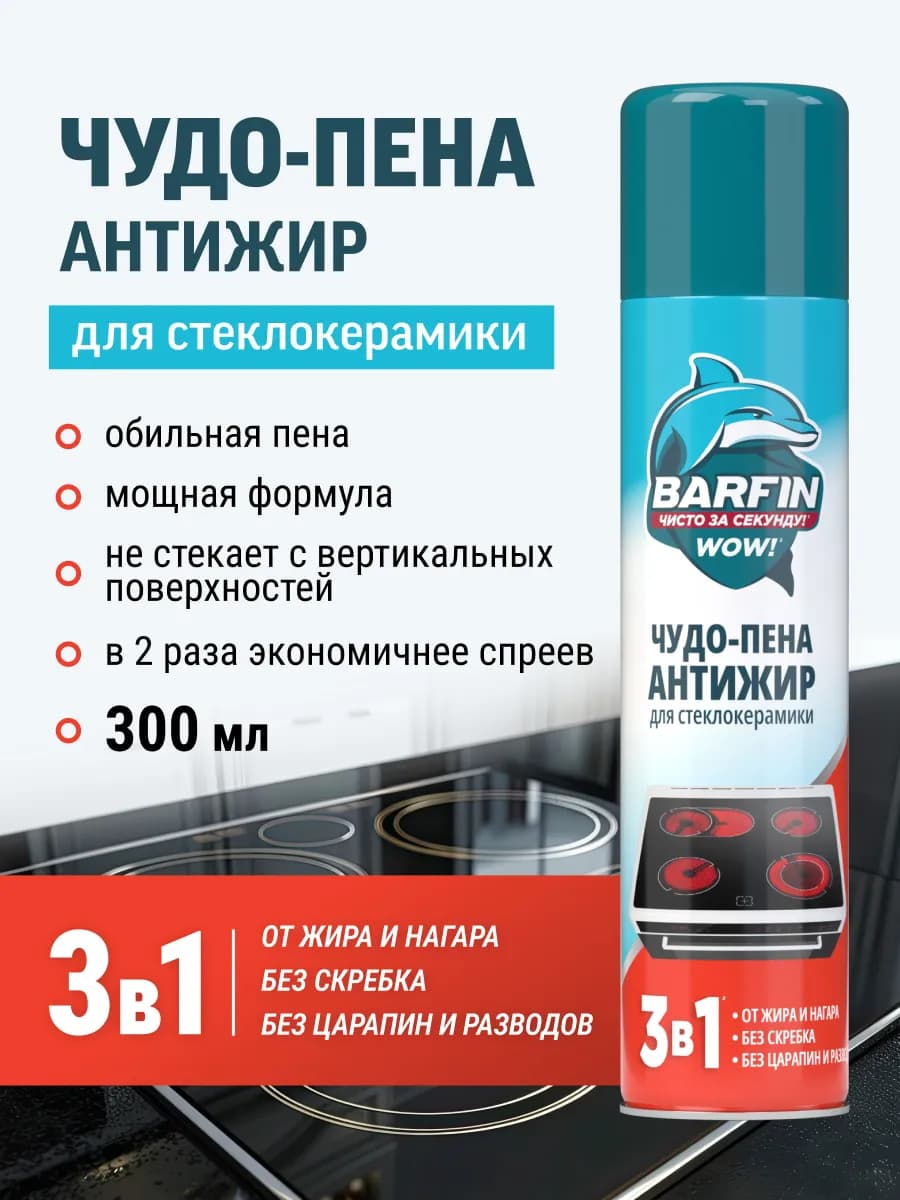 Средство для кухни Чудо пена Антижир стеклокерамика 300 мл