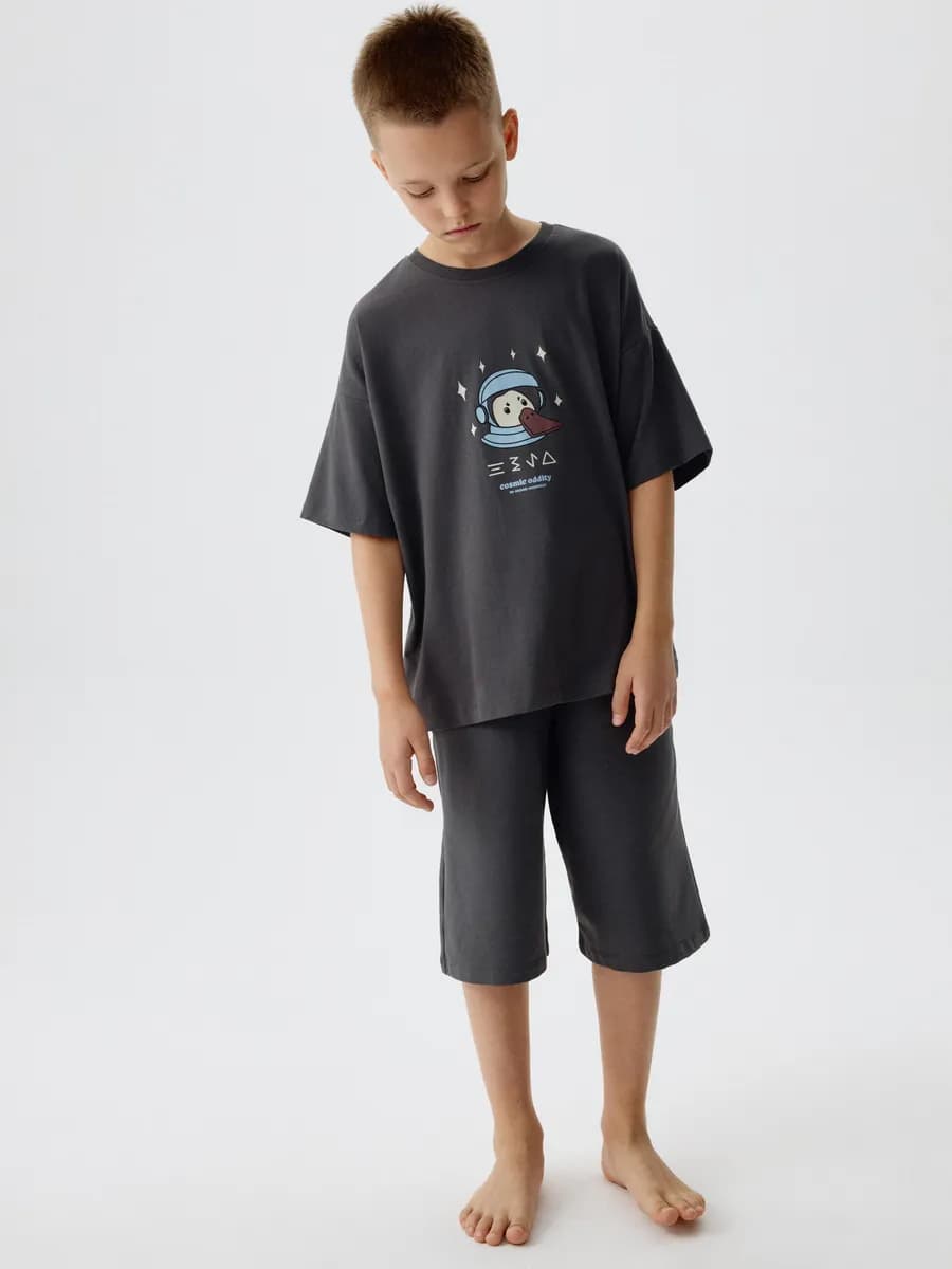 Пижама с шортами из хлопка с принтом