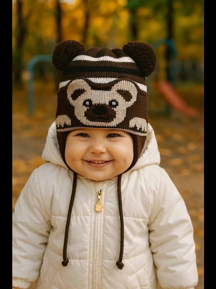 Детская шапка на завязках