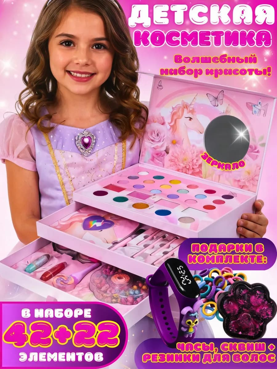 Подарочный набор детской косметики для макияжа чемодан лак