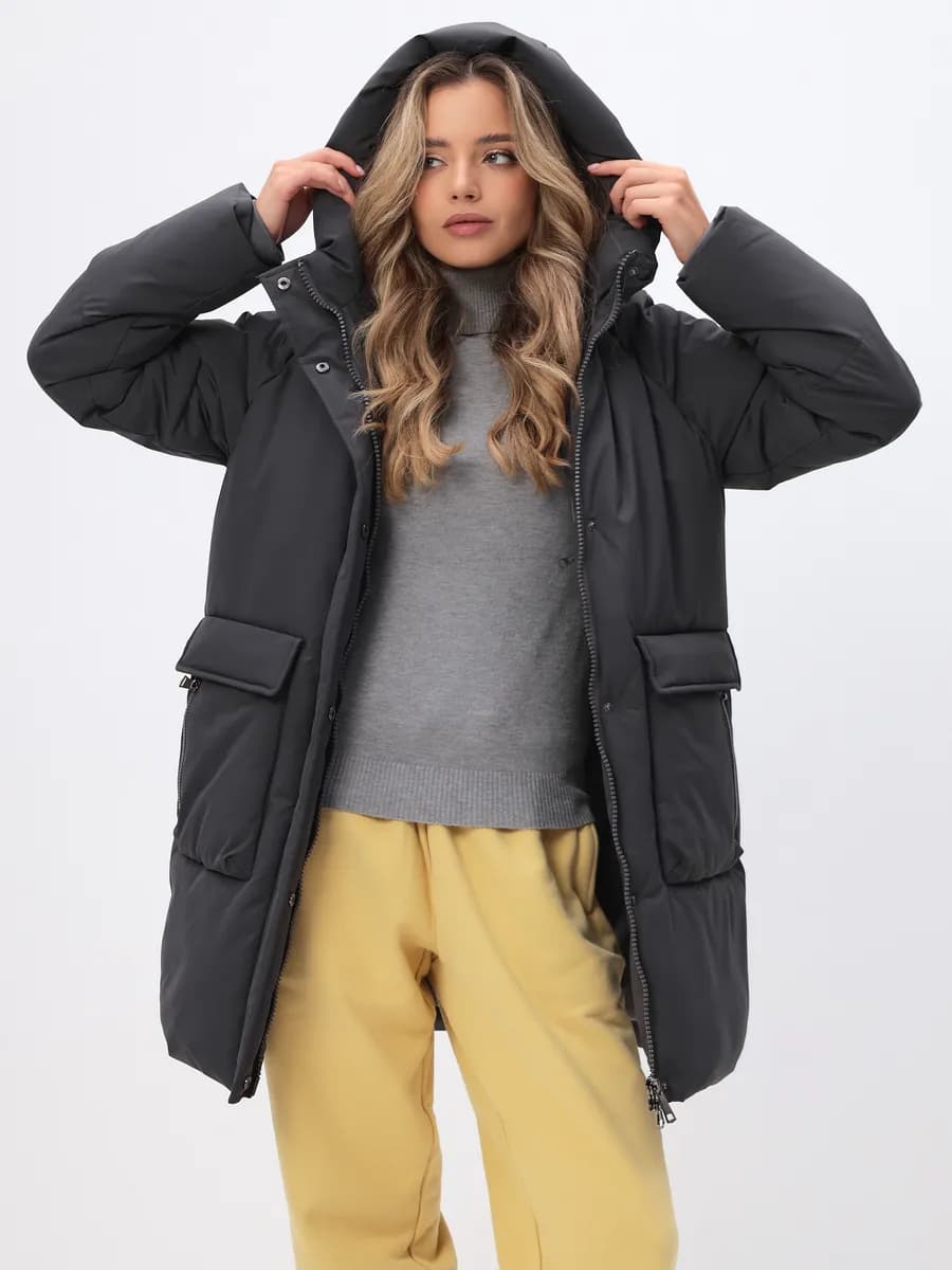 Куртка демисезонная удлиненная с капюшоном