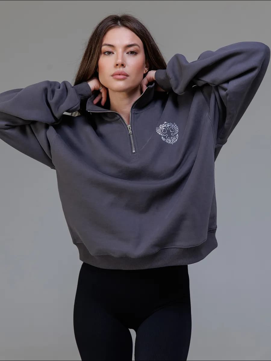 Толстовка оверсайз на флисе полузамок