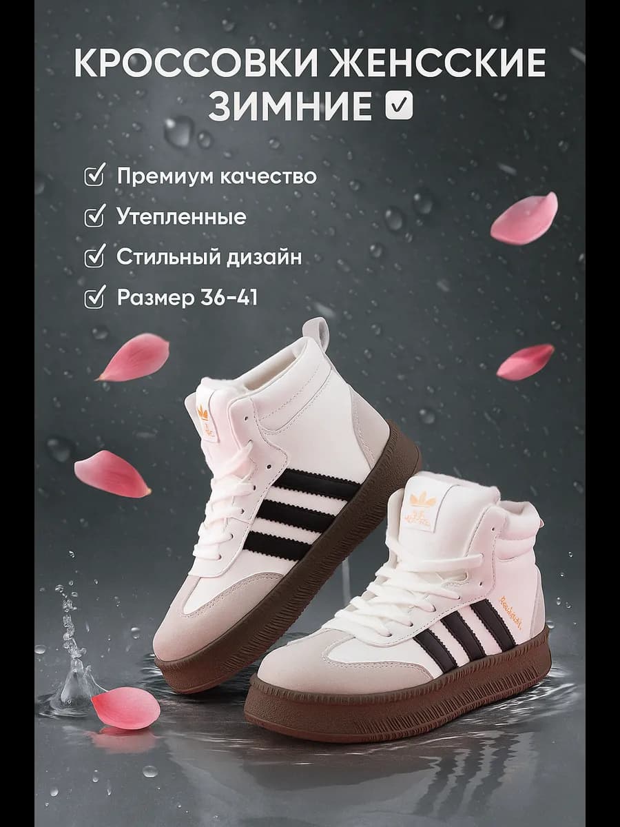 Кроссовки зимние стильные высокие с мехом