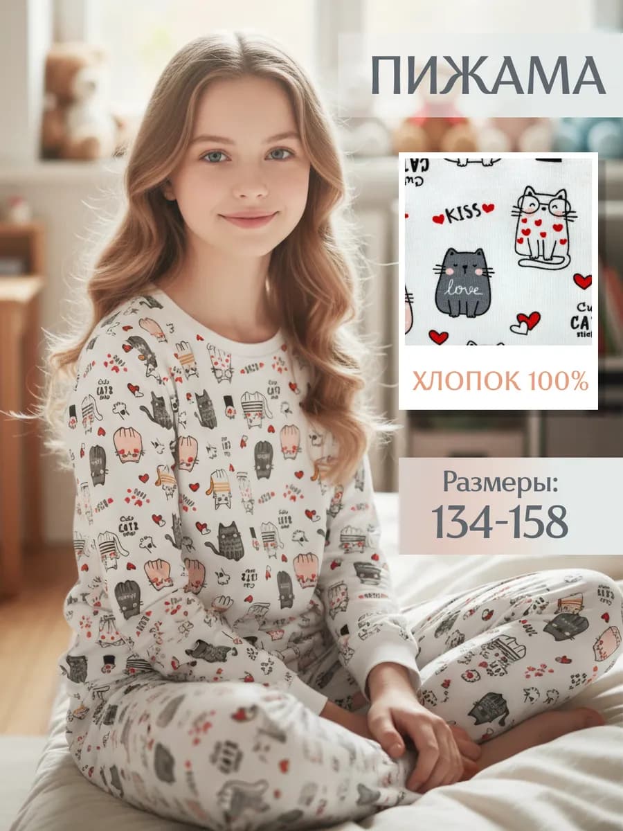 Пижама детская для девочки со штанами