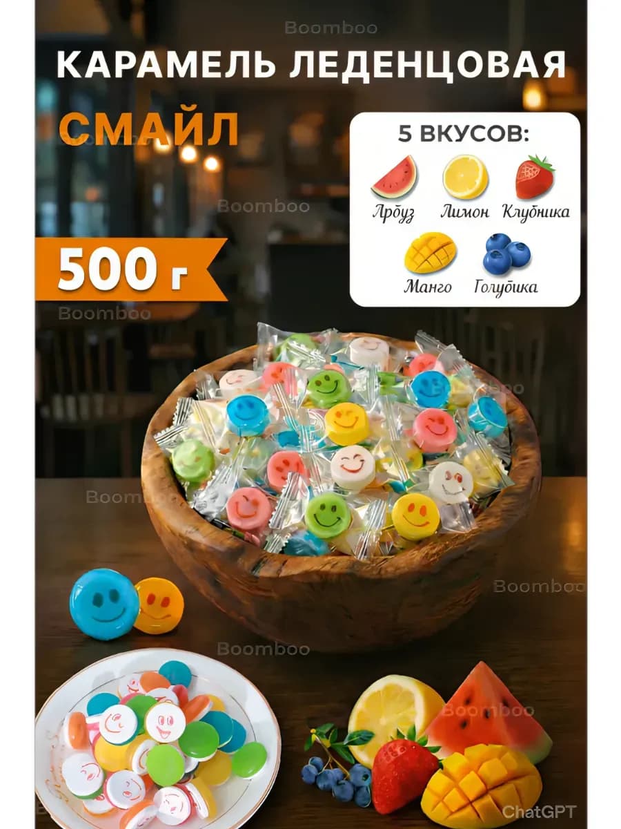 Китайские освежающие конфеты Смайлик 500 гр