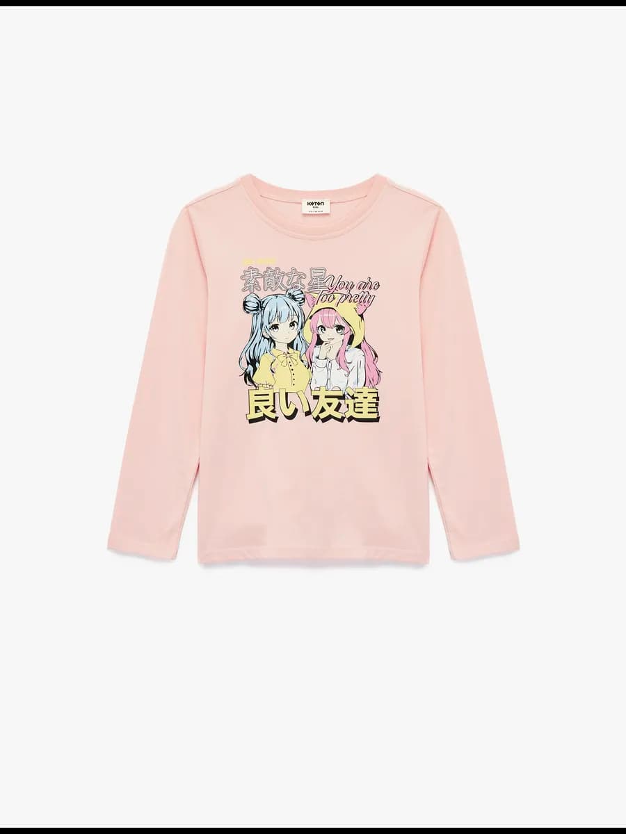 Лонгслив для девочки с принтом аниме