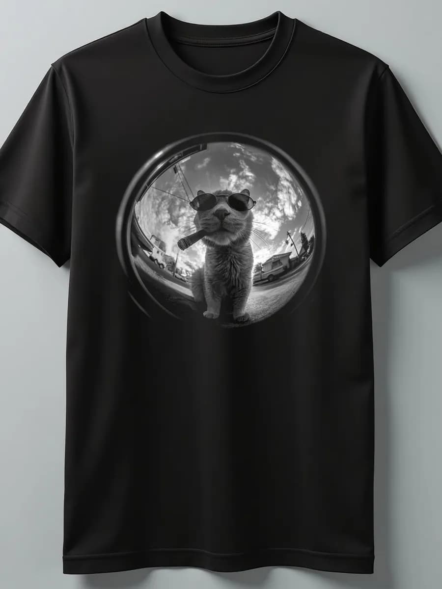 Футболка с принтом кот в очках
