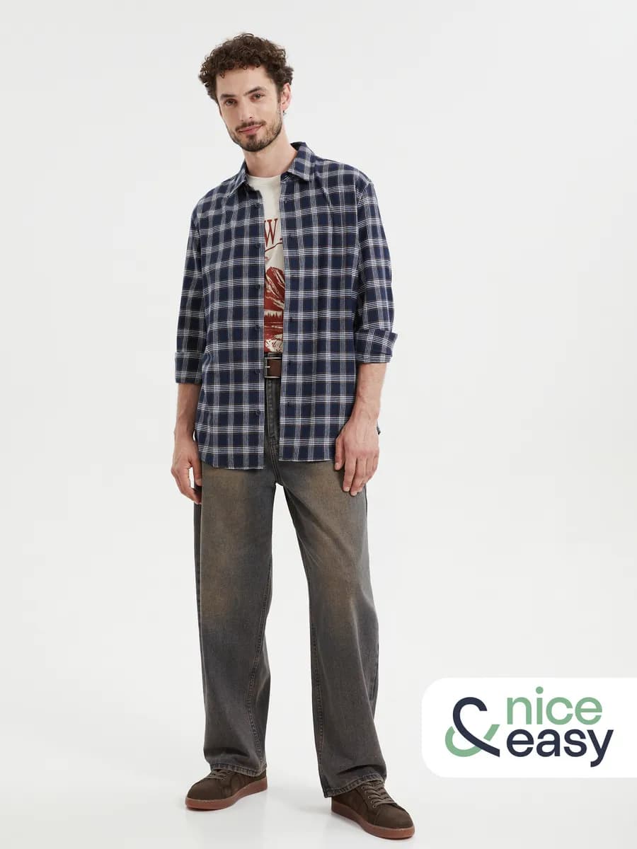 Мужская рубашка из хлопка в клетку