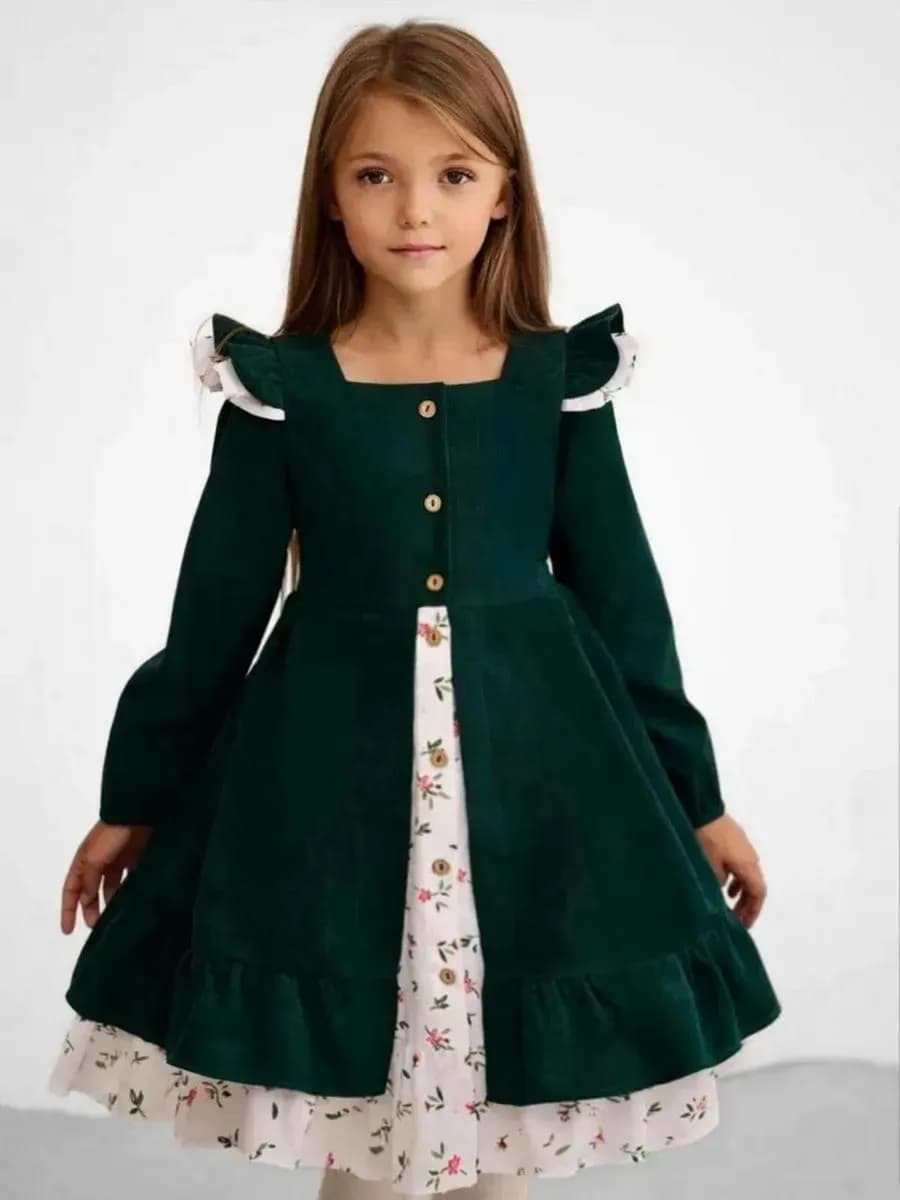 Платье вельветовое с длинным рукавом