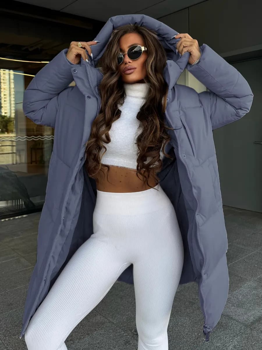 Куртка зимняя ОВЕРСАЙЗ с капюшоном удлиненная