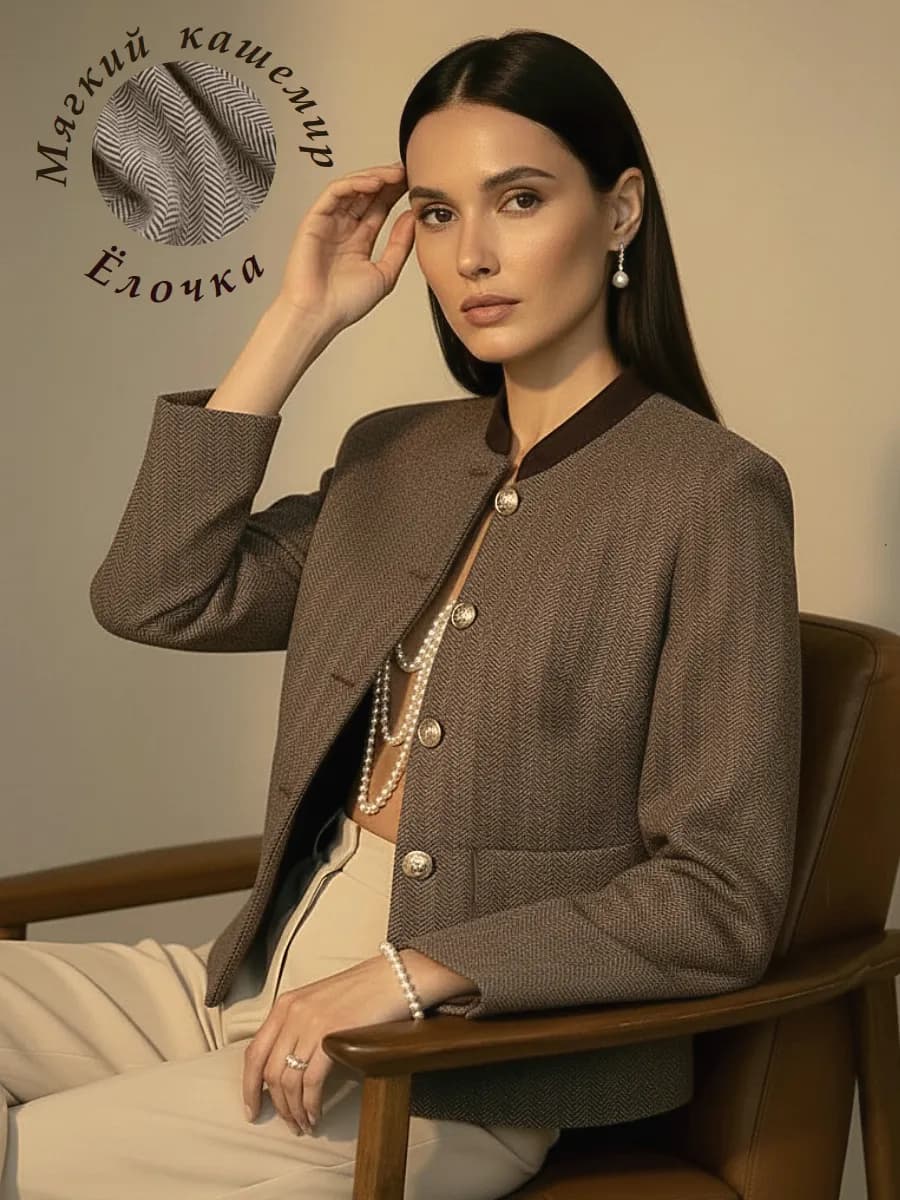 Жакет пиджак укороченный теплый