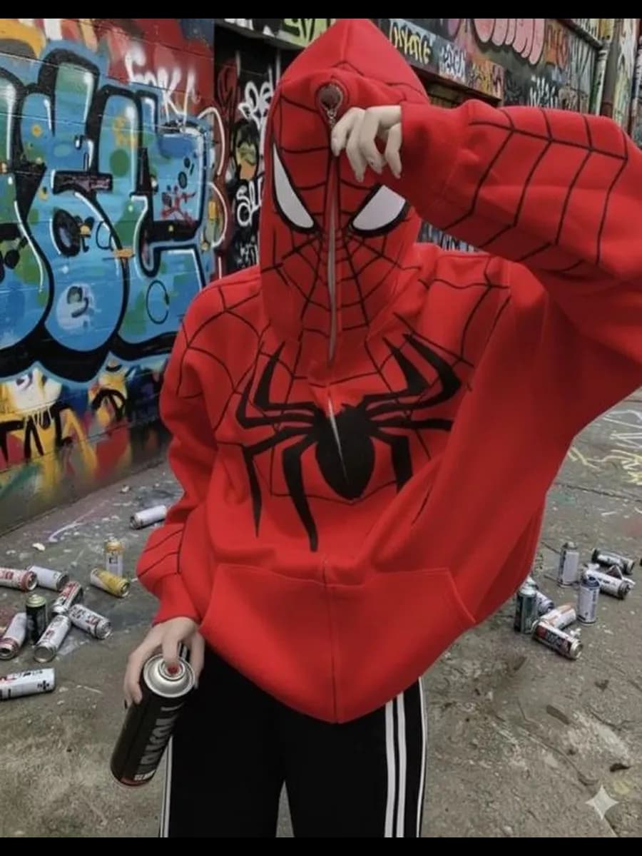 Зип худи человек паук на молнии оверсайз