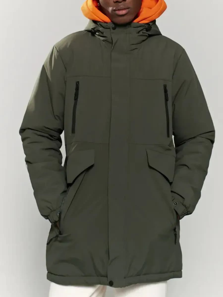 Куртка демисезонная с капюшоном удлиненная парка