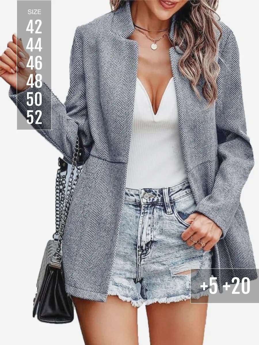 Жакет пиджак деловой с открытым передом приталенный