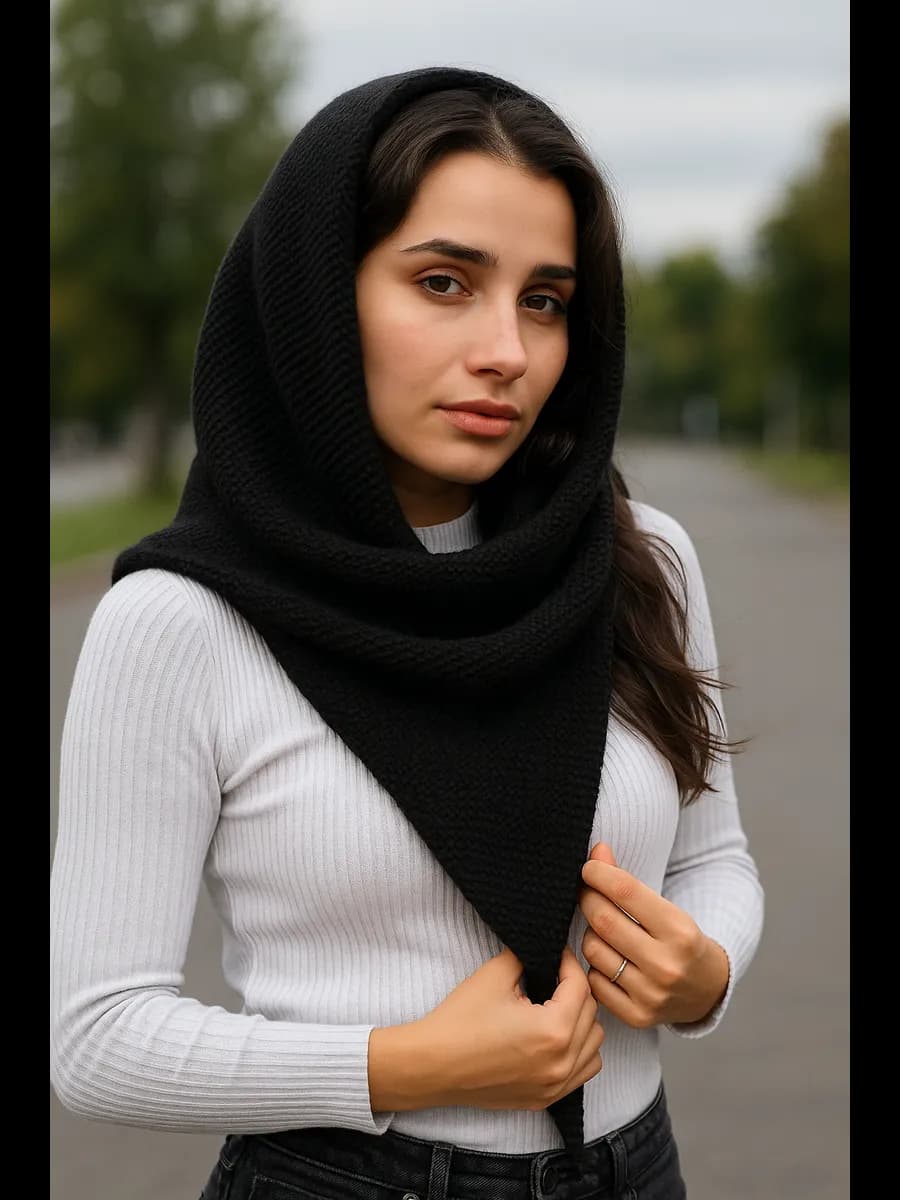 Косынка платок шарф снуд вязанная шерстянная зимняя