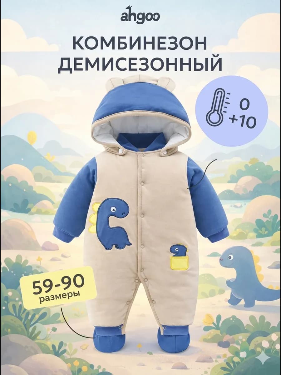 Комбинезон слип утепленный для новорожденных демисезон