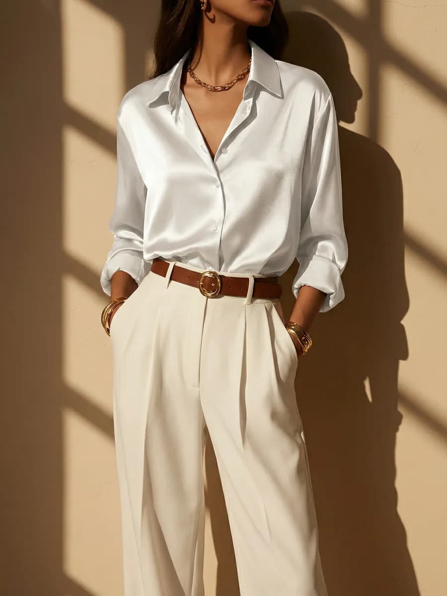 Рубашка оверсайз шелковая офисная