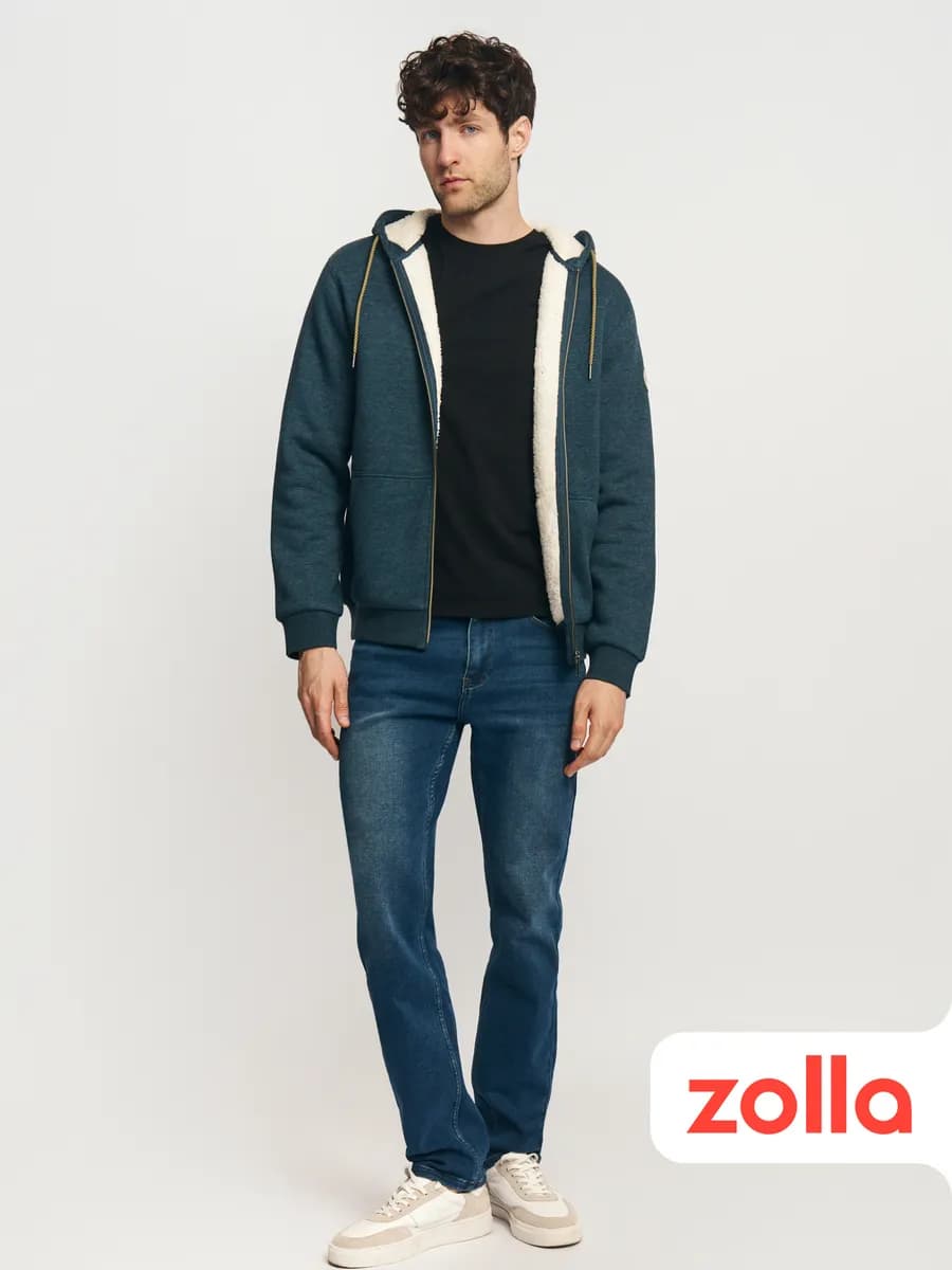 Мужские тёплые джинсы Slim с начёсом