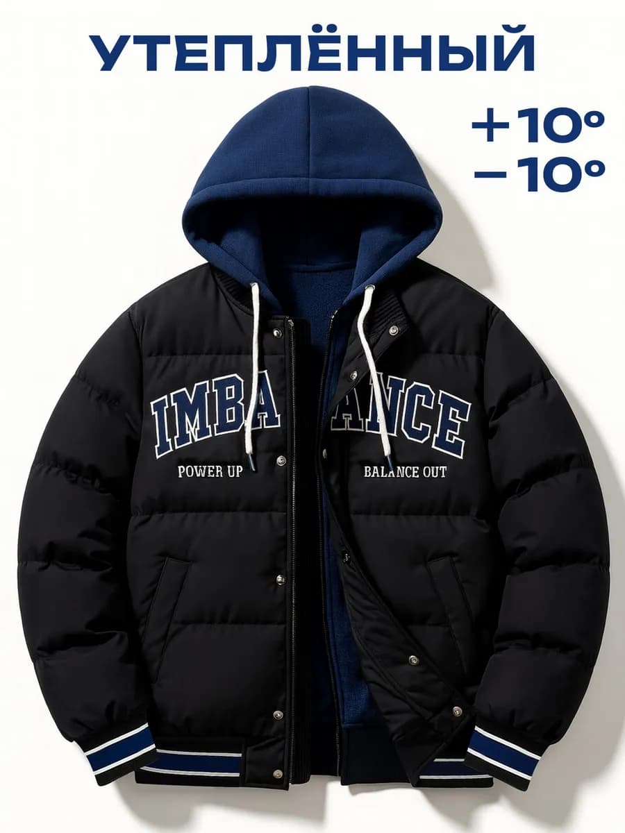 Куртка бомбер оверсайз утепленный зимний